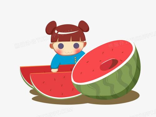 小孩吃瓜素材